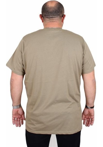 Erkek Büyük Beden Sıfır Yaka Tişört Black 25176 Hakı modelleri