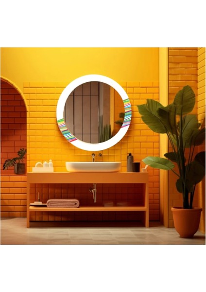 - Dekorarif Desenli Yuvarlak Banyo-Salon Duvar Aynası 76