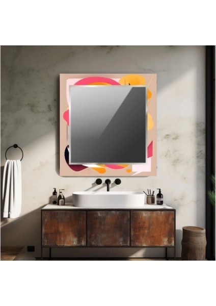 - Dekorarif Desenli Kare Duvar Aynası 3