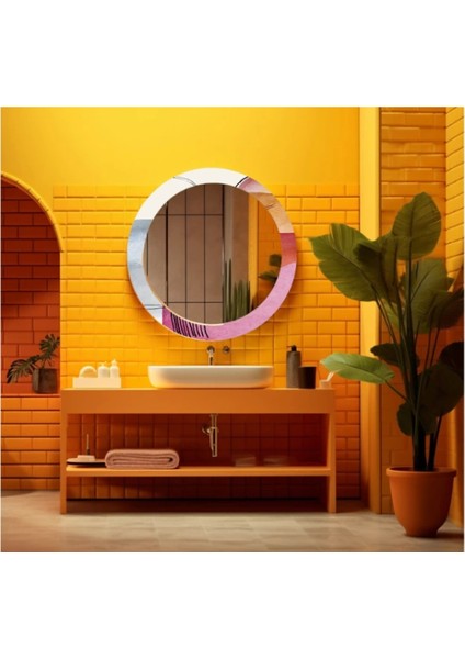 - Dekorarif Desenli Yuvarlak Banyo-Salon Duvar Aynası 94