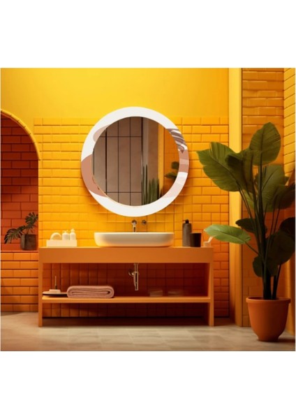 - Dekorarif Desenli Yuvarlak Banyo-Salon Duvar Aynası 111