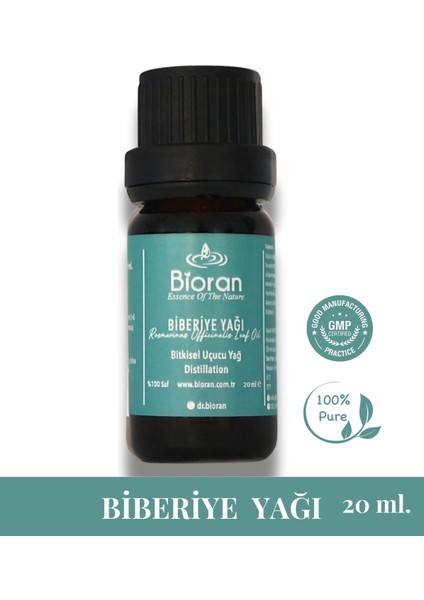 Biberiye Yağı Saf Bitkisel Uçucu Yağ 20 ml. (Rosmarinus Officinalis Leaf Oil)