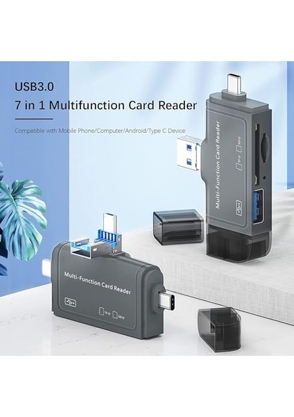 USB Ligtning iphone ile Uyumlu - iPad ile Uyumlu ve Type-C Girişli Kart Okuyucu Multi Otg USB C Adapter Sd Tf Micro Card Reader Micro USB Adapter Lighting Için Dönüştürücü ADS-368