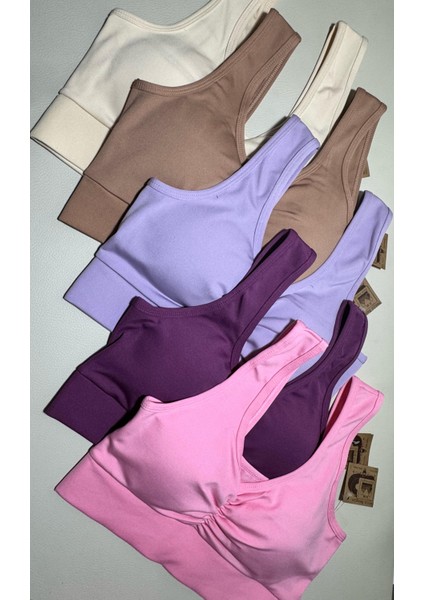 Kadın Sırt Detaylı Slim Fit U Yaka Pedli Spor Bra/ Spor Büstiyer