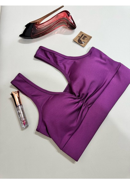Kadın Sırt Detaylı Slim Fit U Yaka Pedli Spor Bra/ Spor Büstiyer modelleri