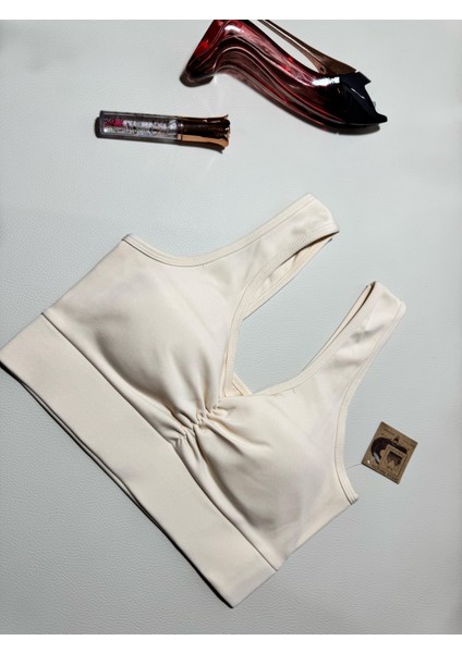 Kadın Sırt Detaylı Slim Fit U Yaka Pedli Spor Bra/ Spor Büstiyer indirimleri