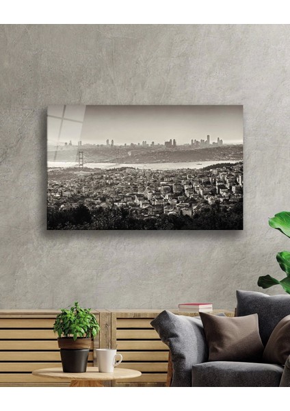- Siyah Beyaz Istanbul Kuş Bakışı Manzaralı Cam Tablo fiyatları