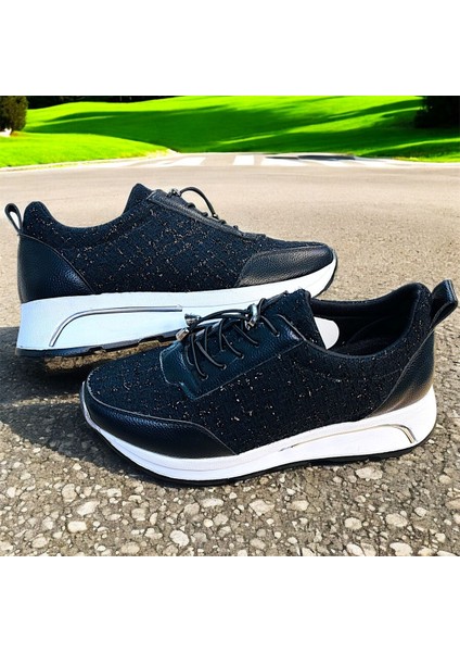 Yeni Model Simli Ortopedik Kalın Tabanlı Günlük Bayan Sneakers Ayakkabı modelleri