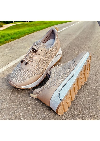 Yeni Model Simli Ortopedik Kalın Tabanlı Günlük Bayan Sneakers Ayakkabı