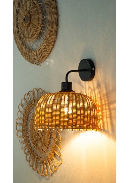 Rattan Aplik 25 x 30 cm "stone" - El Yapımı Doğal Aydınlatma