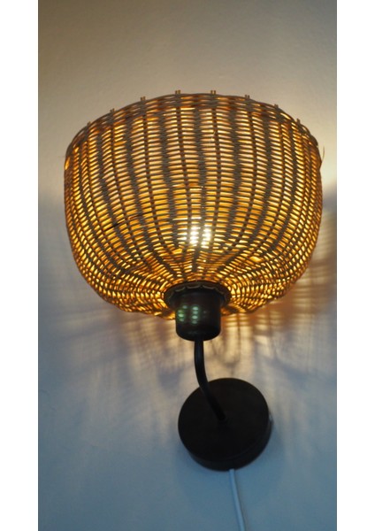 Rattan Aplik 25 x 30 cm "stone" - El Yapımı Doğal Aydınlatma