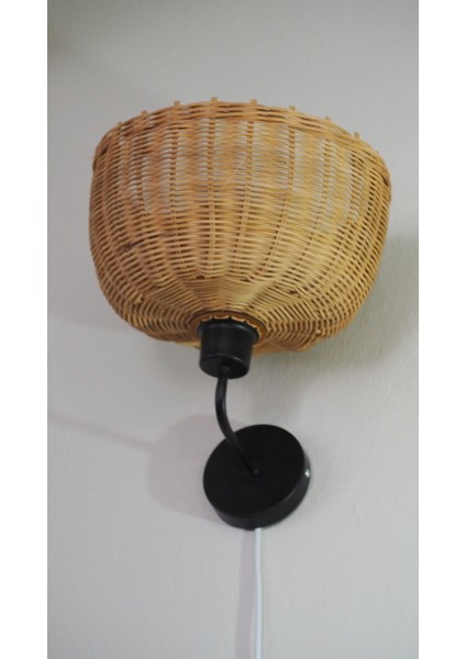 Rattan Aplik 25 x 30 cm "stone" - El Yapımı Doğal Aydınlatma