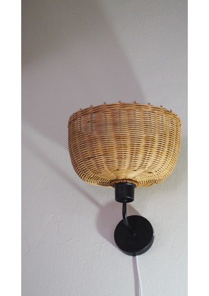 Rattan Aplik 25 x 30 cm "stone" - El Yapımı Doğal Aydınlatma