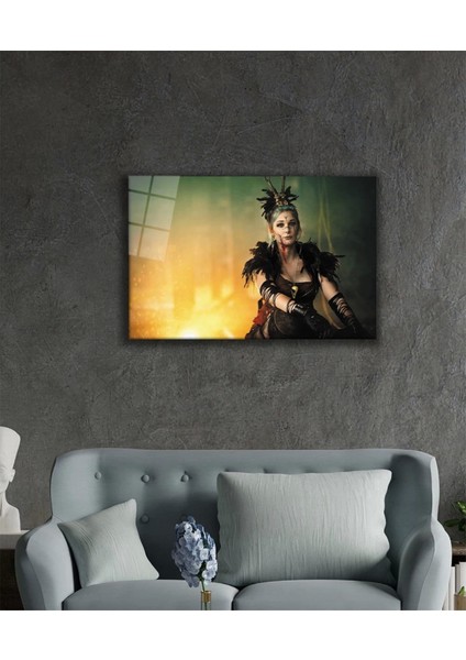 - Kadınlar Vikingli Savaşçı Cam Tablo