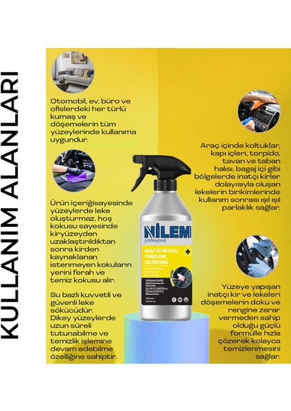 Profesyonel Araç Içi Detaylı Temizleme Solüsyonu 750 ml modelleri