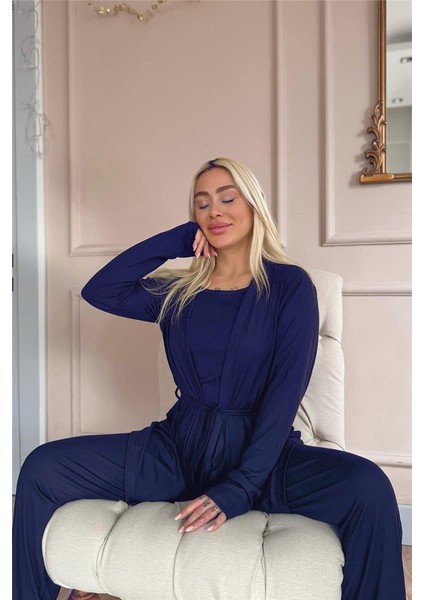 Lacivert Dublin Sabahlıklı Kadın Pijama Takımı fiyatları