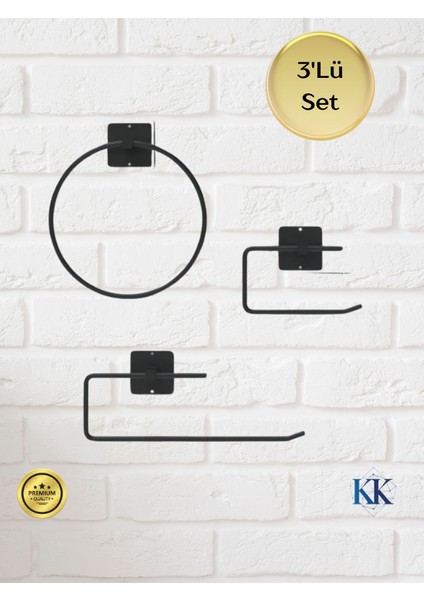 3'lü Set Yapışkanlı Tasarım Halka Havluluk /rulo Havluluk Peçetelik/ Wc Kağıt Tutucu
