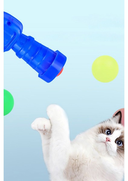 Eğlenceli Peluş Top Fırlatan Kedi Oyuncağı, Top Atma Tabancası Ve 30 Adet Top