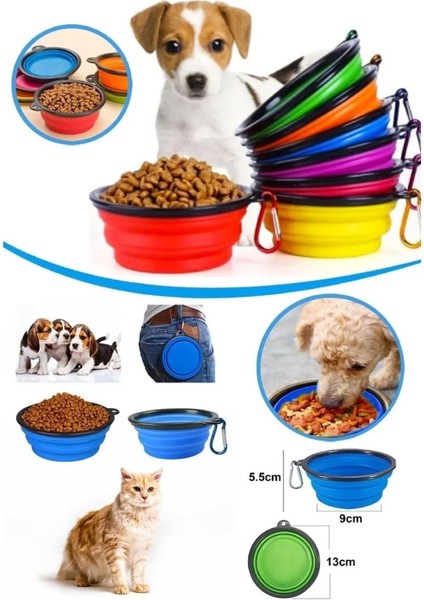 Katlanabilir Anahtarlıklı Kedi Köpek Mama Kabı