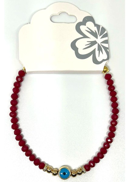 Nazar Boncuklu Kırmızı Taşlar Ayarlanabilir Bileklik Zarif ve Şık 3 Adet fırsatları