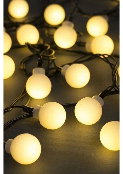 5 Metre 28'li LED Işıklı Ampul Top Dizeleri: Dekoratif, Top Led, Sarı, Şık
