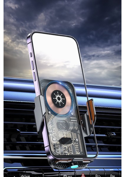 Kablosuz Araç Içi Cep Telefon Şarj Tutucu - Havalandırma Montajı Için Uygun Şeffaf C10