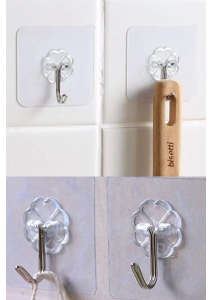 Anahatar Banyo Içi Mutfak Tipi Askılık Askı Şeffaf 5 Adet Askılık