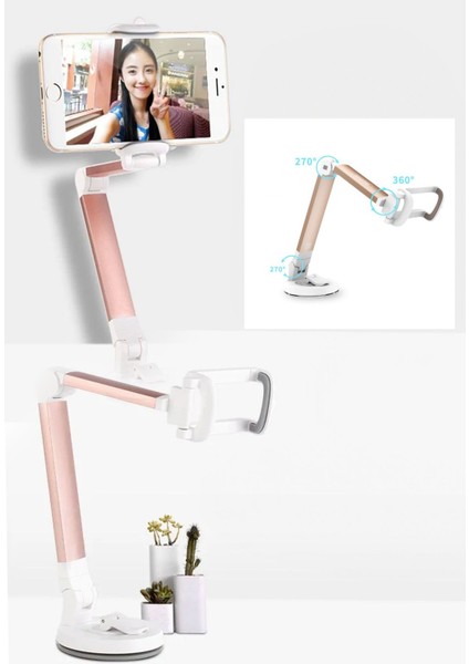 Masa Üzeri 360 Derece Dönebilen Sabitlenebilir Telefon Standı Yayın Youtube Oyun indirimleri