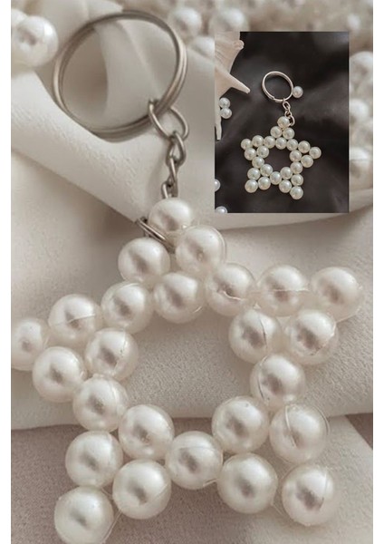 İnci Top Yıldız Anahtarlık Küçük İnci Taneleri İle Dekoratif Şık Zarif 3 Adet Anahtarlık fiyatları