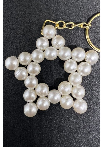 İnci Top Yıldız Anahtarlık Küçük İnci Taneleri İle Dekoratif Şık Zarif 3 Adet Anahtarlık modelleri