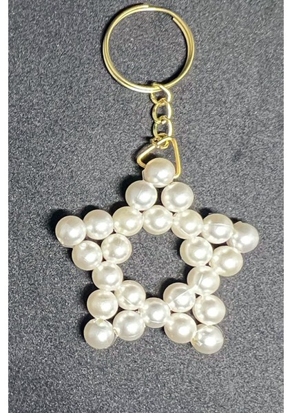 İnci Top Yıldız Anahtarlık Küçük İnci Taneleri İle Dekoratif Şık Zarif 3 Adet Anahtarlık fırsatları