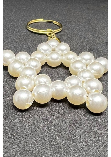 İnci Top Yıldız Anahtarlık Küçük İnci Taneleri İle Dekoratif Şık Zarif 3 Adet Anahtarlık indirimleri