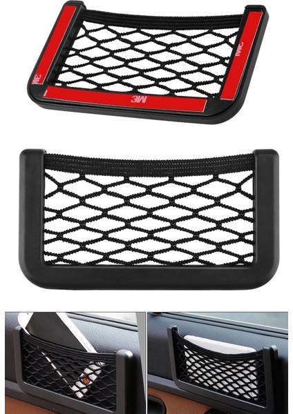 Telefon Tutucu Torpidoya Yapışan File 15X8 cm 3m Bantlı Yapışkan
