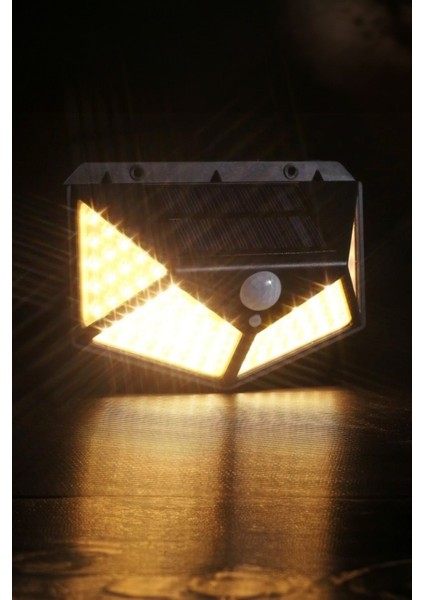 Sensörlü Güneş Enerjili Hareket Algılamalı Duvar Lambası 100 LED Ile Güçlü Işık