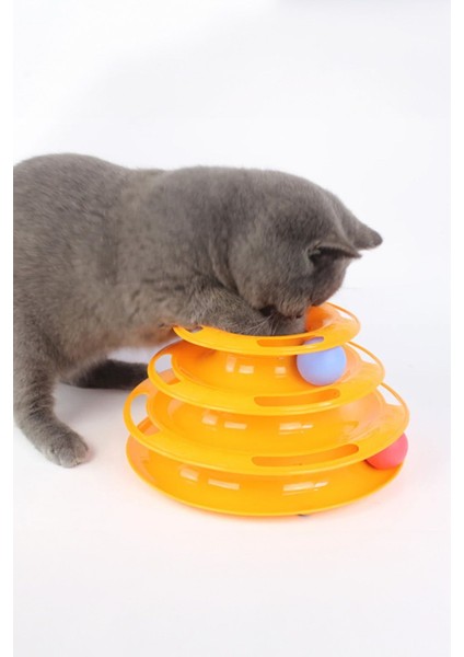 3 Katlı Kedi Köpek Oyuncağı Dönebilen Hazneli Oyuncak