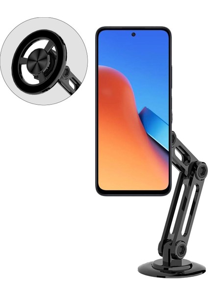Sarsılmaz 360 Derece Telefon Tutucu - Masaüstü Için Paslanmaz Çelik Magsafe Destekli Tel Tutucu