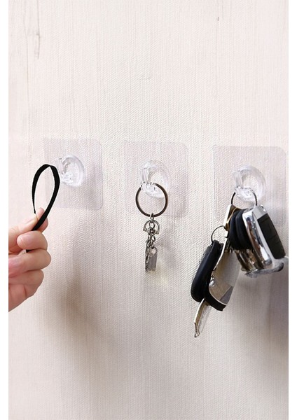 6X6CM Şeffaf Şık Görünüşlü Ağır Kaldırabilen Anahtarlık Askılık 5 Adet