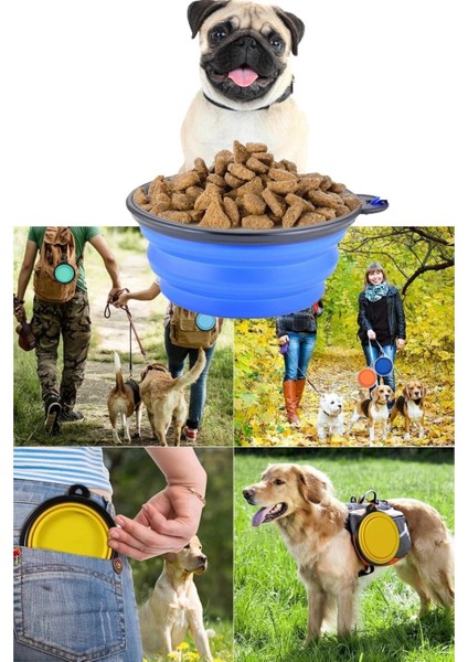Katlanabilir Evcil Hayvan Su Kabı, Portatif Mama Kabı, Kullanışlı Kedi Köpek Yemek Tası