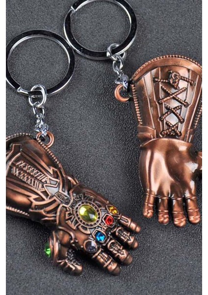 Anahtarlık Sonsuzluk Taşları Metal İşlemeli Anahtarlık 2 Adet Thanos Eldiveni Şeklinde