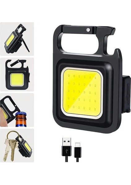 LED Mini Fener Şarjlı Taşınabilir Kamp Anahtarlık Çok Fonksiyonlu Kolay Kullanım
