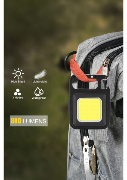 LED Mini Fener Şarjlı Taşınabilir Kamp Anahtarlık Çok Fonksiyonlu Kolay Kullanım