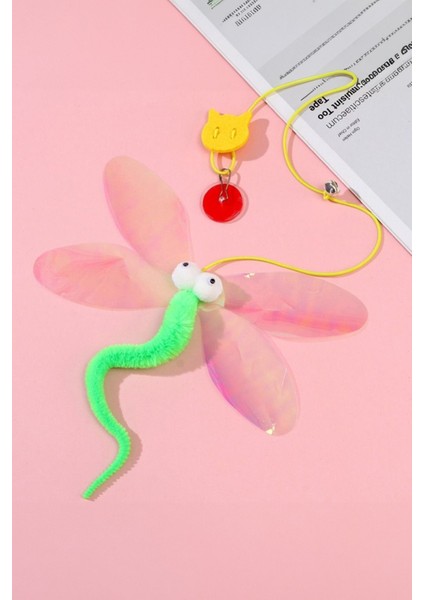 Kelebek Model Elastik Kedi Oyun Oltası, Kendinden Yapışkanlı, Sağlığa Zararsız, Portatif