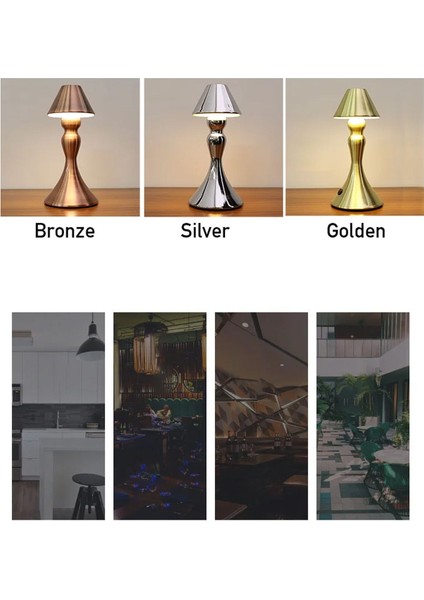 LED Metal Dokunmatik Sensör LED Pil Kumandalı Restoran Otel Bar Için Şarj Edilebilir