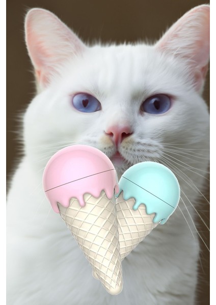 Kedi Nanesi Dondurma Şekilli İce Cream Oyuncak, Doğal Catnip Otu, Kedi İçin