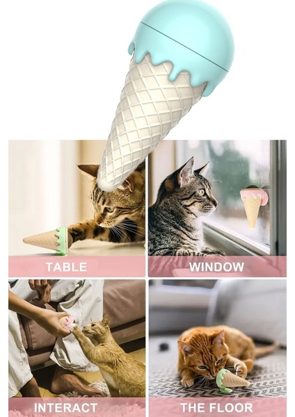 Kedi Nanesi Dondurma Şekilli İce Cream Oyuncak, Doğal Catnip Otu, Kedi İçin