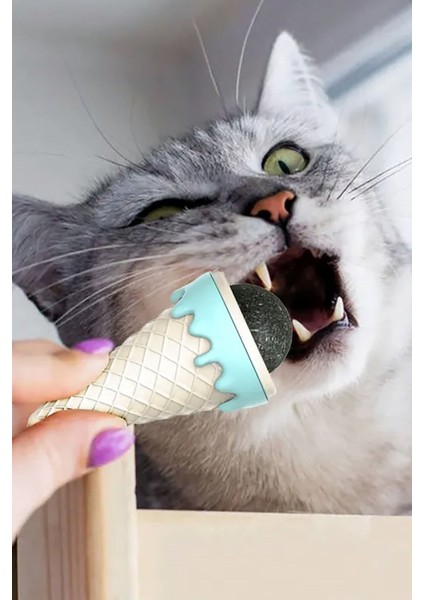 Kedi Nanesi Dondurma Şekilli İce Cream Oyuncak, Doğal Catnip Otu, Kedi İçin