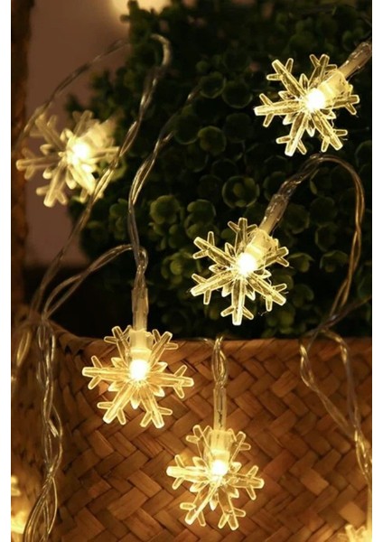 Kar Tanesi LED Animasyonlu 5 Metre: 28 Led, Pilli, Gün Işığı, Kristal Led, Şirin