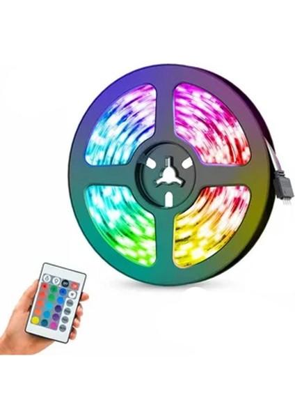 Şerit LED Rgb Uzaktan Kumandalı: Tak-Çalıştır, 5 Metre, 12 Volt