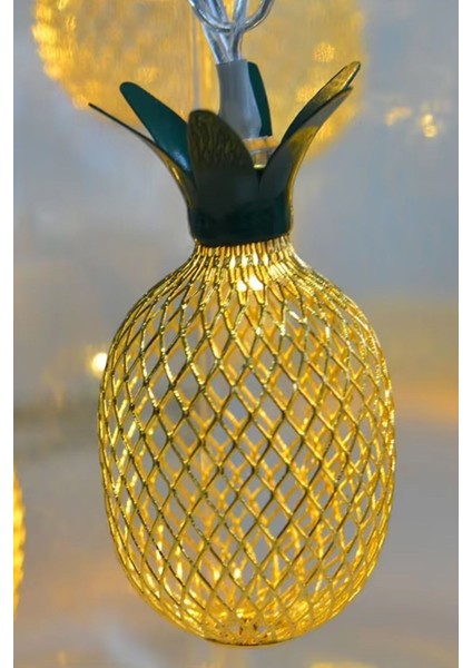 10 Ledli Ananas Şeklinde 3 Boyutlu Demir Ananas LED Işık 2 Metre