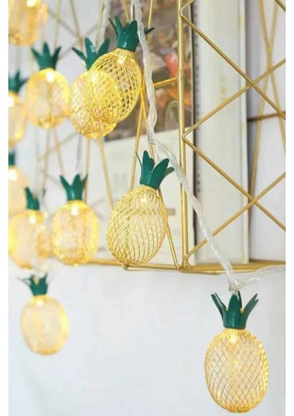10 Ledli Ananas Şeklinde 3 Boyutlu Demir Ananas LED Işık 2 Metre